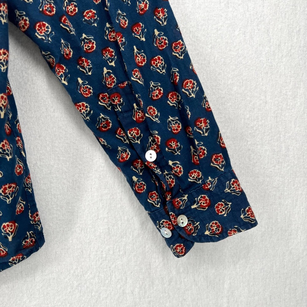 PAX PHILOMENA Shirt Men Button up Large Blue Block Print Maximillian Long Sleeve - Picture 8 of 12